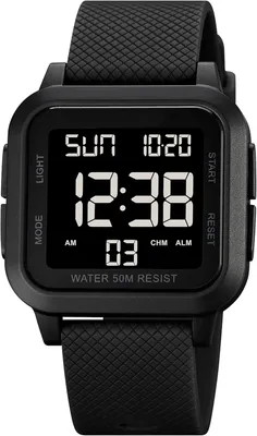 Produktbild von Watch Quadratische Digitaluhr LED Große Ziffern Herren Damen Uni, Outdoor Sportuhr mit Alarm Timer Doppelzeit Stoppuhr 12/24H, 50M Wasserdicht