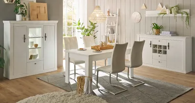 Produktbild von Esszimmer Set 4-teilig "Fiastra" weiß Pinie Landhaus, Soft-Close