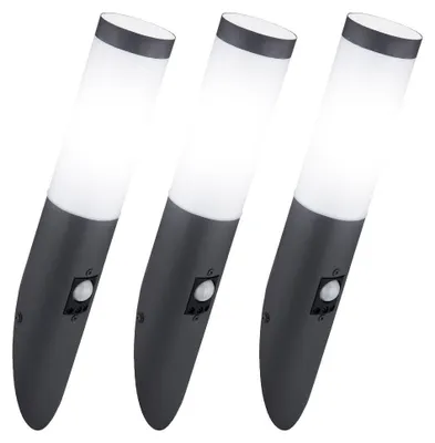 Produktbild von 3er Set Wandleuchte, Edelstahl, anthrazit, Sensor, H 41 cm