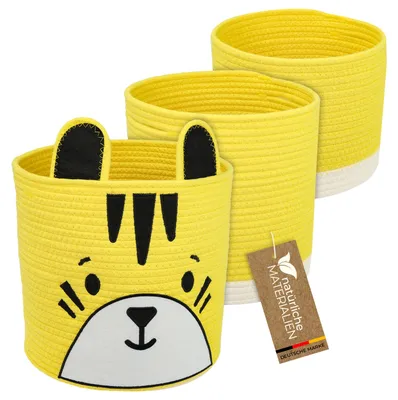 Aufbewahrungskorb aus Baumwolle, 3er Set, Tiger, HMF 39022-TIG