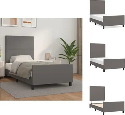 Image de vidaXL Cadre de lit avec tête de lit Gris 80x200 cm Similicuir - Lits & sommiers