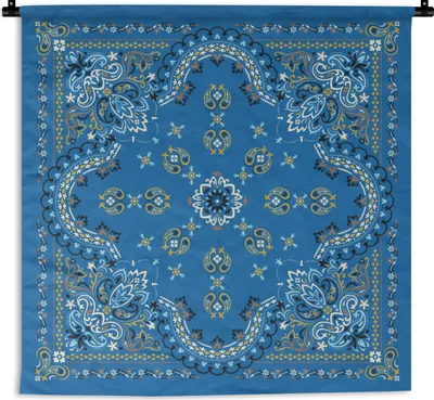 Produktbild von MuchoWow® Wandteppich Wandbehang Mandala - Muster - Blau 150x150 cm Tapisserie Dekoration Wandtuch - Wohnaccessoires - Modernes