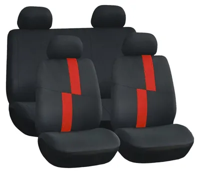 Produktbild von START FLASH Auto Sitzschonbezug Sitzbezüge Set Vorne und Hinten Universal Schwarz Rot