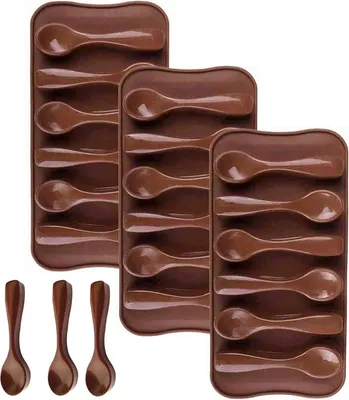 Produktbild von Silikon Schokoladenform Löffel, Silikon Backform für Schokolade, 3 tlg. Silikon Schokoladenform Silikonform Pralinenformen Löffel Schokoladenformen für DIY Schokolade Praline Bonbon