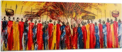 Produktbild von Bilder auf glas - Afrika Stamm - 140x50cm - Glasbilder - Wandbilder - Kunstdruck - zum Aufhängen bereit - Wanddekoration aus Glas - Glas Bilder - Wandbild auf Glas - Einteilig - GAB140x50-3752