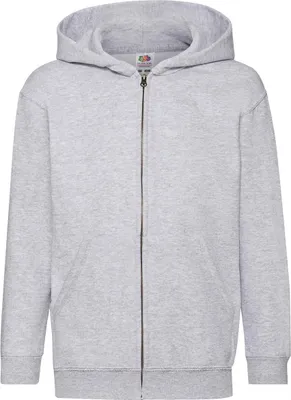 Produktbild von F401NK - Fruit of the Loom Kids´ Classic Hooded Sweat Jacket Heather Grey    128