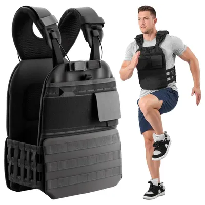 Produktbild von Gewichtsweste - Verstellbare Trainingsweste - Ohne Gewichtplatten - Mit Schulterpolstern - Mit Reflexstreifen - Für Laufen & Krafttraining - Unisex Design