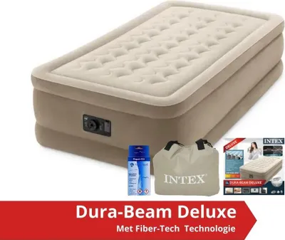 Obrázek produktu pro Intex Ultra Plush - Nafukovací matrace - Jednolůžková - S opravnou sadou a vestavěnou pumpou191x99x46 cm - PVC - Béžová