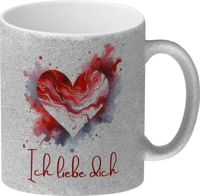 Produktbild von Ich liebe dich Glitzer-Kaffeebecher