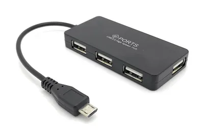 Image de BerryBase 4 Port Micro USB 2.0 OTG Hub schwarz