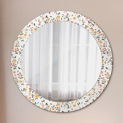 Produktbild von Spiegel Rund mit Aufdruck - Wandspiegel Design Wandmontage – Badspiegel - Klein Niedlich Blumen - Runder: Ø70cm