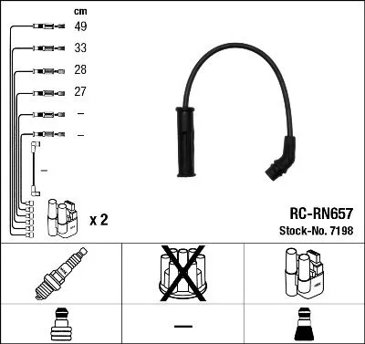 Produktbild von NGK 7198 Zündkabelsatz Zündleitungssatz für RENAULT CLIO II (BB0/1/2, CB0/1/2)