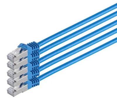 Produktbild von RJ45 Patchkabel m. CAT 7 Rohkabel PIMF blau 0,5m