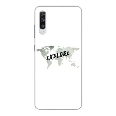 Produktbild von MuchoWow® Handyhülle Schutzhülle Hülle für Samsung Galaxy A70 Weltkarte - Grau - Zitat Silikon Softcase Handy Hülle - Schutzhaube