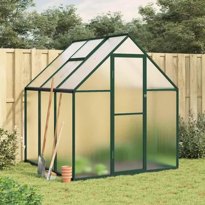 Zdjęcie produktu dla vidaXL Szklarnia z ramą fundamentową Zielona 169x169x195 cm Aluminium