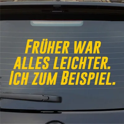 Produktbild von Heckscheibenaufkleber Früher alles leichter Ich zum Beispiel 55x24 cm Gelb Auto Aufkleber Sticker