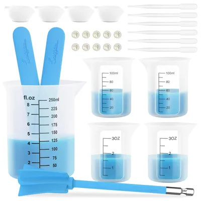 Imagen del producto de Juego de vasos medidores de silicona, transparentes, de 250 ml y 100 ml, para la cocina