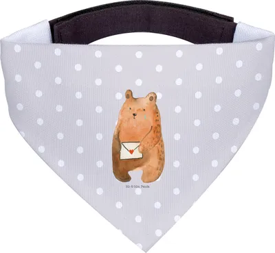 Produktbild von Mr. & Mrs. Panda Halstuch Bär Liebesbrief - Grau Pastell - Geschenk, Hundetuch, Hundehalstuch, Hund, Teddy, Freund, Hunde, Sehnsucht, Freundin, Liebeskummer, Für