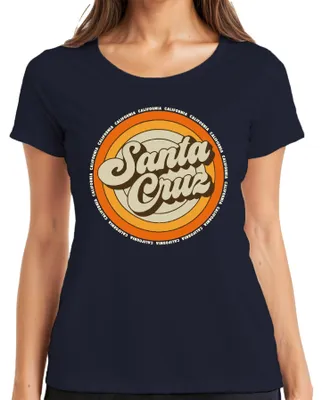 Immagine prodotto di Maglietta Santa Cruz California Retro Sunset Surfer Surfing Beach Donna, Navy, XXL