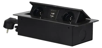 Obrázek produktu pro Výklopný blok zapuštěný ORNO OR-AE-13126/GR, 2x 230V a 2x USB, grafitová