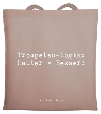 Produktbild von Mr. & Mrs. Panda Jutebeutel Spruch Trompeten Weisheit - Braun Pastell - Geschenk, Lernen, Musikinstrumente, baumwoll shopper, Tote Bag, laut, jazzig, Stoffbeutel, Musik