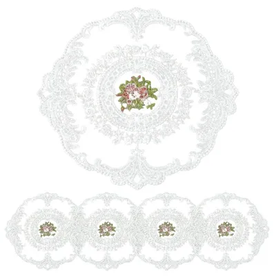 Productafbeelding van Omgoods - Set van 5 Vintage Kanten Placematsets voor Tafeldecoratie