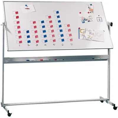 Produktbild von Drehtafel mit fahrbarem Ständer 1200x900mm weiß Email