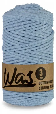 Produktbild von WAS Makramee-Garn Baumwoll geflochten 3mm hellblau 100m
