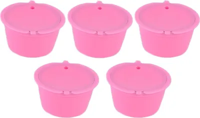 Zdjęcie produktu dla 5 szt. 50 ml kapsułek z filtrem do kawy wielokrotnego użytku z łyżeczką do ekspresu do kawy DOLCE GUSTO różowy
