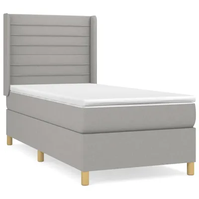 Produktbild von Boxspringbett mit Matratze Hellgrau 90x200 cm Stoff