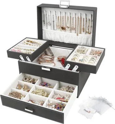 Produktbild von Famanu Schmuckbox - Viel Stauraum / Juwelenschatulle / Schmuckaufbewahrung
