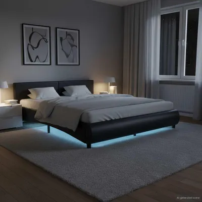 Image de Maison Exclusive - Cadre de lit avec LED, simili cuir noir, 180 x 200 cm