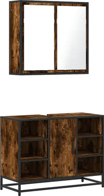 Image de vidaXL Ensemble de meubles de salle de bain 2 pièces chêne fumé bois composite
