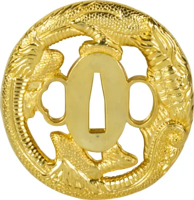 Produktbild von Samurai Schwert Tsuba Drache im Kreis gold
