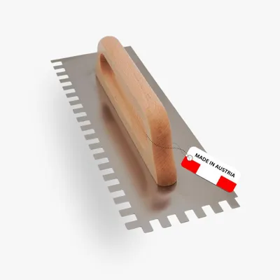 Produktbild von WERKFIT Glättekelle gezahnt 11x11 mm Edelstahl - rostfrei Zahnkelle 380x130 mm