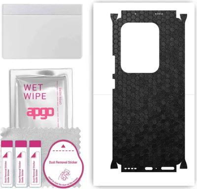 Produktbild von apgo Rückseite + Seiten Schutzfolie, Skin, kompatibel mit Infinix Zero 30, Hinten Displayschutzfolie aus Vinylfolie, kratzfest, einfache Montage - Schwarze Honigwabe