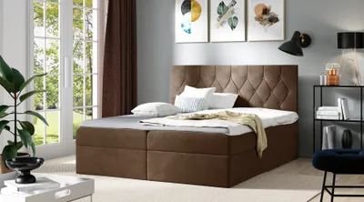 Produktbild von Bett Boxspring TIBOR – 120x200, braun + ER Topper