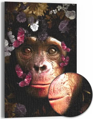 Produktbild von DEQOART Hybrid Leinwand Bild 60x90 cm 'Reflexionen der Wildnis' Wandbild Glas flach modern