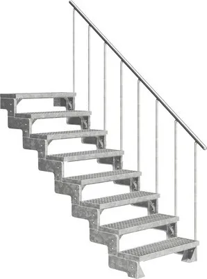 Produktbild von Aussentreppe Pertura Tallis mit Geländer 8 Steigungen 100 cm Gitterrost
