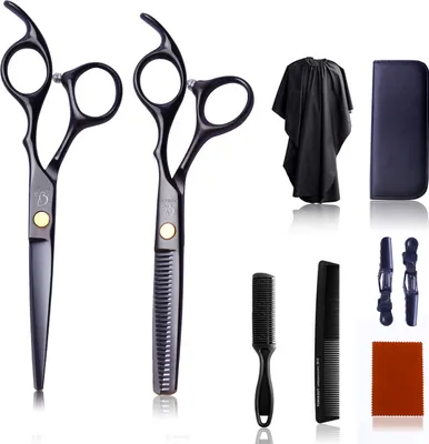 Produktbild von Haarschneideschere, Premium Haarschere Friseurscheren Set Frisörschere Schere Haare Schneiden Scharfe Einseitiger Effilierer Effilierschere Profi Friseur Friseurschere Haarschnitt Salon, Zuhause