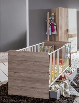 Produktbild von Babyzimmer Set 5-teilig in Eiche mit weiß CANTON-43 mit Gitterbett