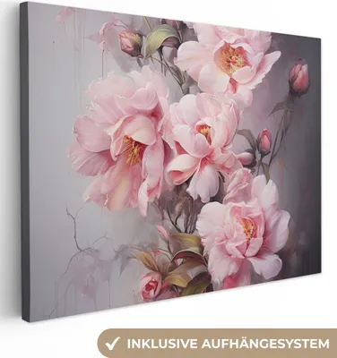 Zdjęcie produktu dla MuchoWow® - Obraz na płótnie - Róże - Kwiaty - Różowy - Sztuka - Akwarela, fototapeta, dekoracja ścienna obrazy salon, 40x30cm