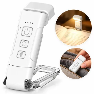 Produktbild von LED Leselampe mit Klemme, USB-aufladbar, 3 Farbtemperaturen und 5 Helligkeitsstufen, verstellbarer Leselicht-Kopf, für Bett, Buch und unterwegs