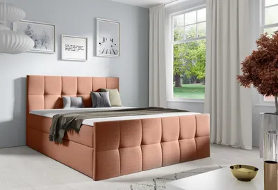 Obrázek produktu pro Manželská postel CHLOE - 200x200, lososová + topper