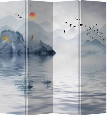 Zdjęcie produktu dla Fine Asianliving Screen Room Divider Spanish Wall Partition Room Divider Room Divider Privacy Screen Japanese Oriental Chinese L160xH180cm Printed Canvas Double Sided Asian