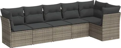 Produktbild von vidaXL 6-tlg. Garten-Sofagarnitur mit Kissen Grau Poly Rattan