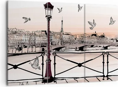 Produktbild von Bild auf Leinwand - Leinwandbild - frankreich Taube Grafiken Illustration - 105x70cm - Wand Bild - Wanddeko - Leinwanddruck - Bilder - Kunstdruck - Leinwand bilder - Wandkunst - CE105x70-3176