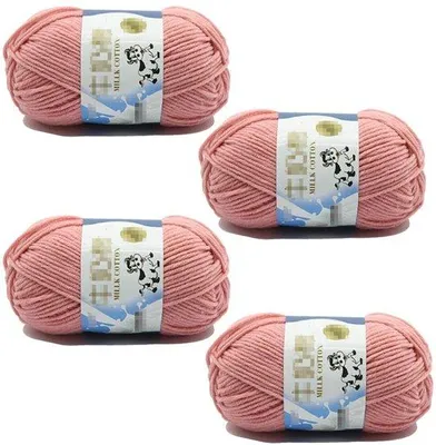 Zdjęcie produktu dla Przędza bawełniana, 4 rolki - 50 g/rolka - 90-100 metrów - Oddychająca - Do rękodzieła - Nadaje się do szydełkowania/dziergania - Przędza do dziergania