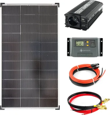 Produktbild von Komplettset 1x120 Watt Solarmodul 1070x585 NM600 Watt Wandler 10A Laderegler Inselanlage