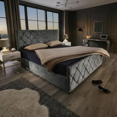Produktbild von riess-ambiente Boxbett ELYSIUM 180x200cm dunkelgrau Samt mit Stauraum und Lattenrost